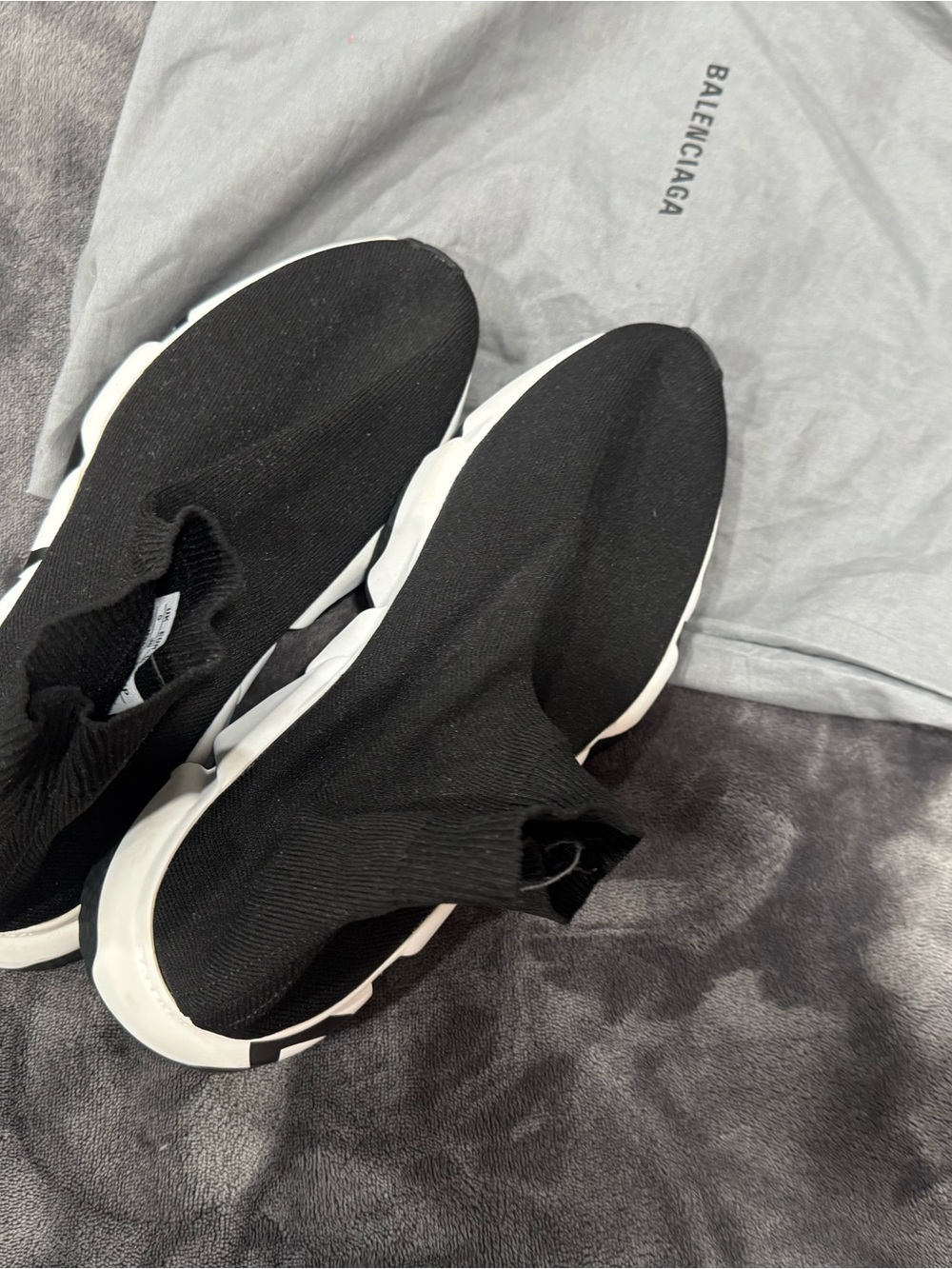 Balenciaga Black and White Sock-style Speed Trainer Sneakers